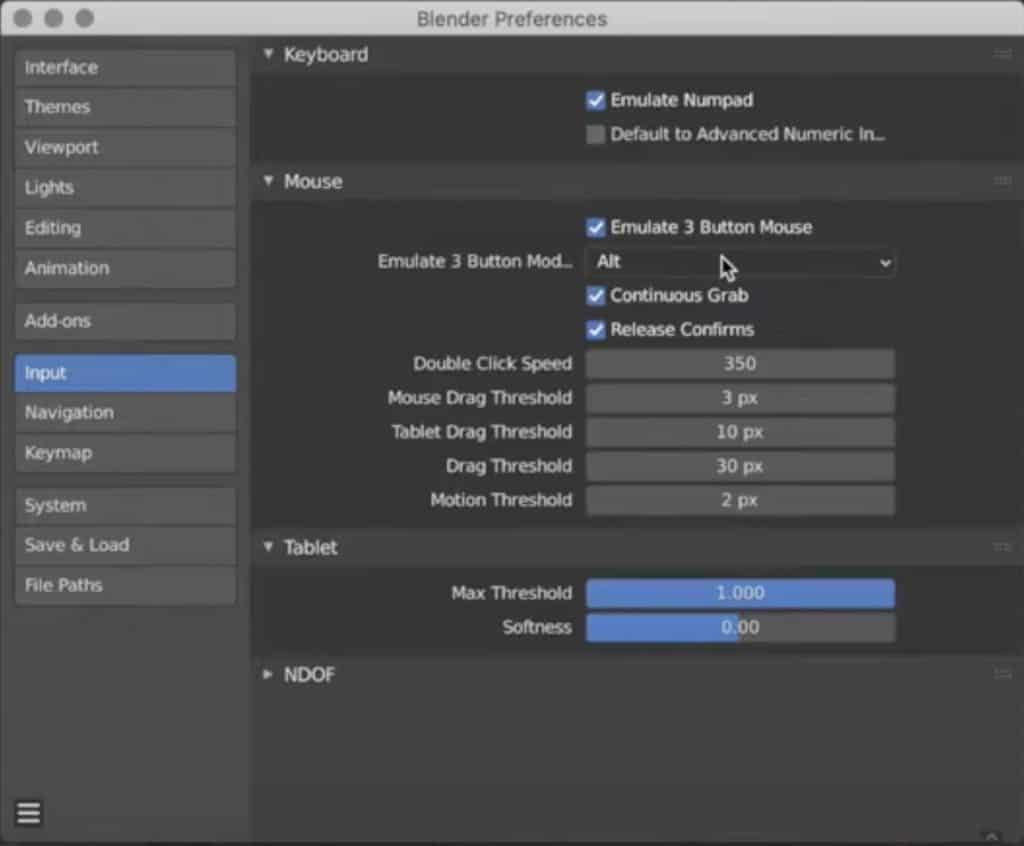 configurar teclado numerico y raton 3 botones blender